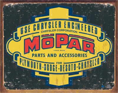 Mopar Chrysler Parts Accessories Tin Metal Sign Man Cave Garage Decor 12.5 x 16