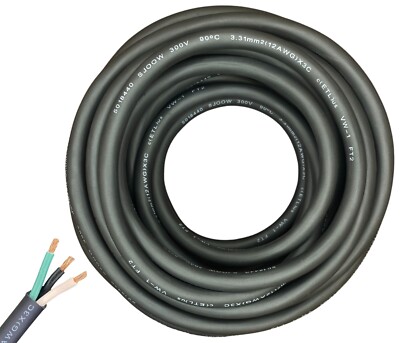 WindyNation 2-DAY SHIPPING 12/3 SJOOW Cable 12 Gauge 3 Conductor 300V Cable Wire