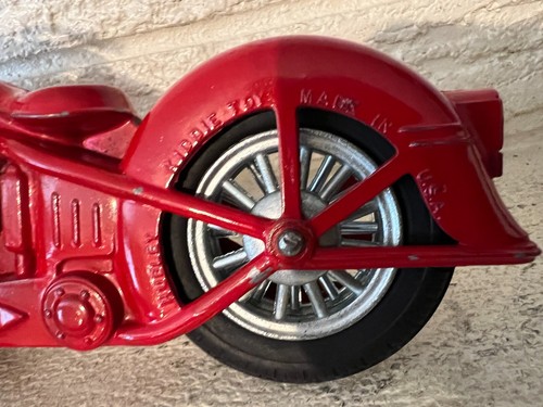 VINTAGE 8 1/4" LARGE DIE CAST HUBLEY KIDDIE TOY HARLEY DAVIDSON PD MOTORCYCLE - Picture 6 of 9
