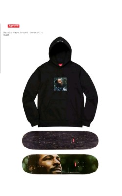 Supreme Marvin Gaye BLACK Hooded hoodie Sweatshirt & Skateboard