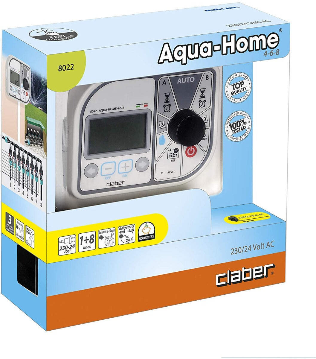 Centralina Irrigazione Claber 8022 Aqua-Home 4-6-8 Zone | Offerta Online