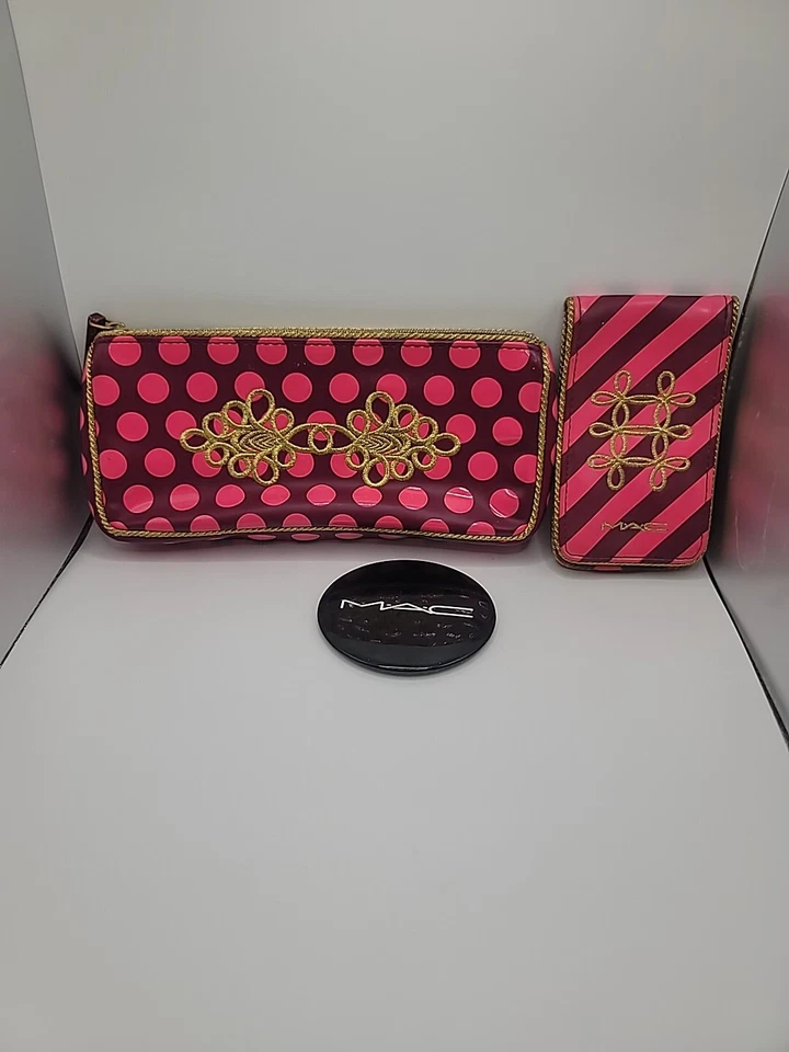 MAC Cosmetics Bundle W/ Mirror- Bag & Mini Brush Holder A Matching Set 3 Pcs. - Image 2 of 4