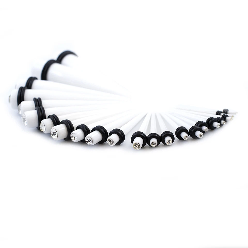 22pc Ear Stretching Kit 16G-11MM Taper Acrylic CZ Gem Plug Piercing Expander Set - Image 4 of 4
