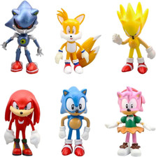 6 PCS Sonic Cake Toppers Mini Figures Set Birthday gift Cake Topper