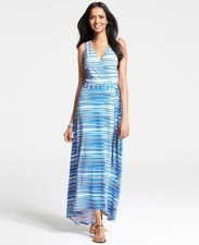 Ann Taylor Aquastripe Crossover Maxi Dress, size M, NWT