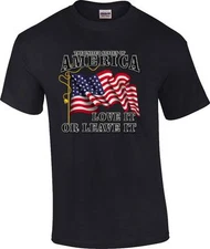 Patriotic United States of America Love It or Leave It US Flag T-Shirt
