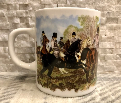 House of Prill Porcelain Coffee/Tea Cup Equestrian Fox Hunt Transfer-ware