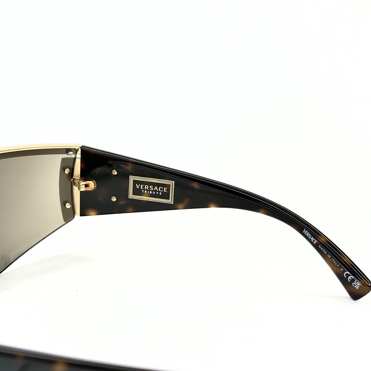 VERSACE 2197 TRIBUTE SHIELD Brown Gold Mirror VE2197 Unisex Wrap