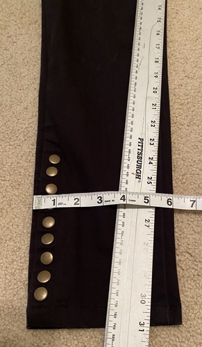 Soft Surroundings Black Pull On Skinny Pants Bronze Snap Buttons Bottom Leg TS - Picture 5 of 9