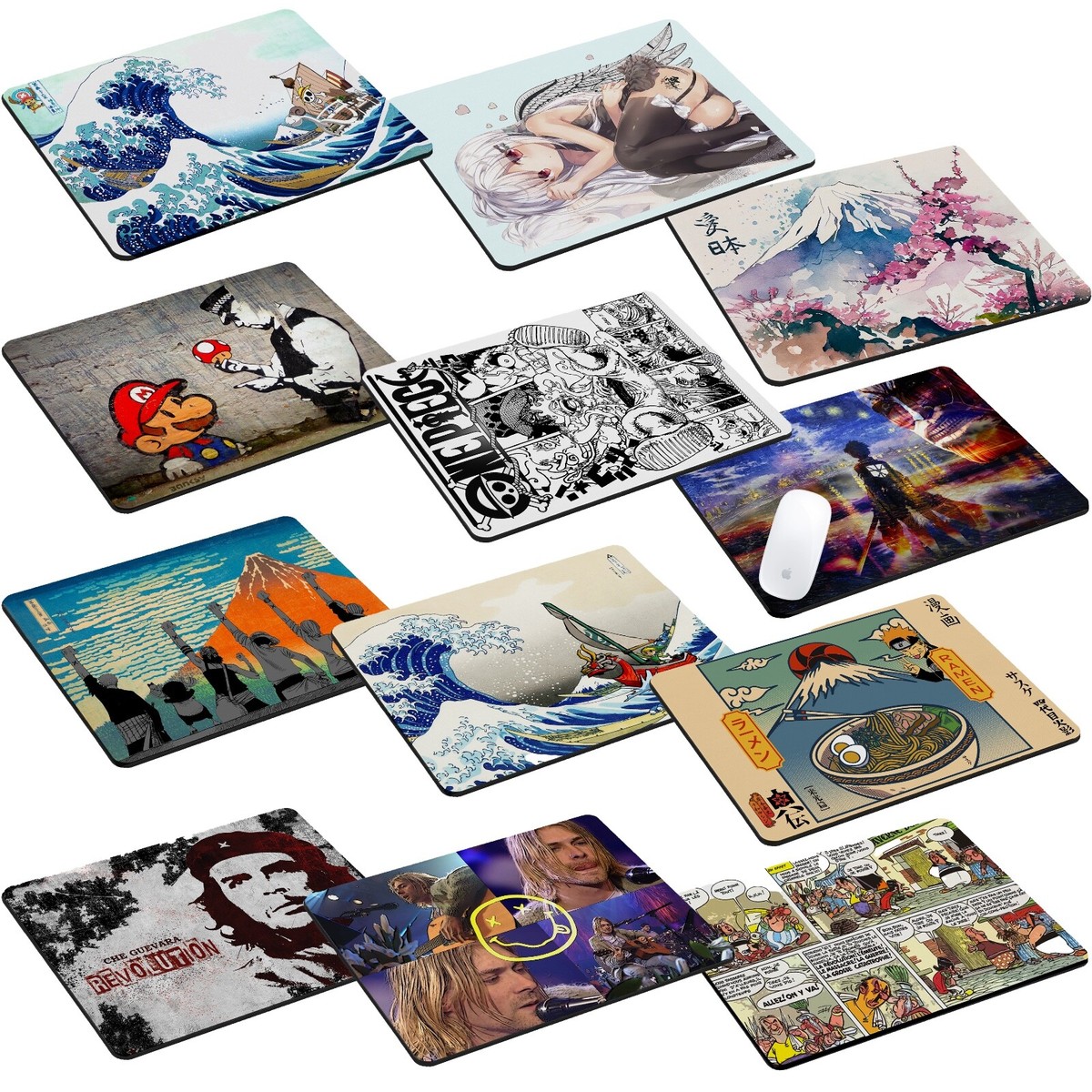 TAPIS DE SOURIS Zelda Link Cascade Hokusai Logo Animé