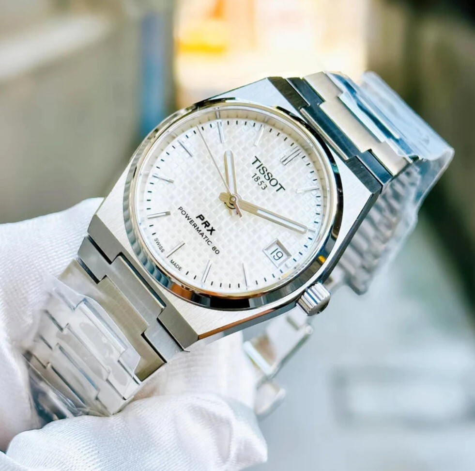Tissot ホワイト クォーツ腕時計 Tissot T137.207.11.111.00 PRX Powermatic White Mother Of Pearl