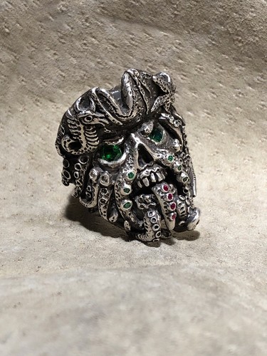 Pirate of the Caribbean Davy Jones Treasure Silver Ring Any Size Quick 3.1 oz - Picture 7 of 12