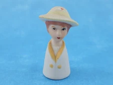 Avon THIMBLE Lady Porcelain Bisque Collectible Sewing 1983 Vintage