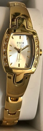 Elegante kleine Damenuhr OSCO Edelstahl vergoldet mit Zirkonia Steinen 19mm 4351 - Picture 2 of 2