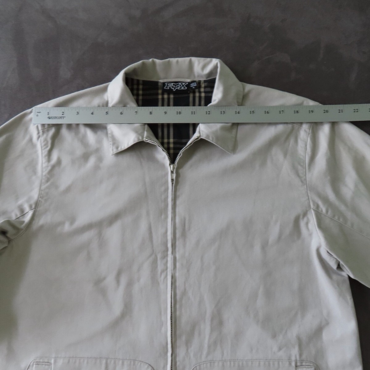 Vintage Fox Racing Jacket Adult Large Gray Khaki Full Zip Logo