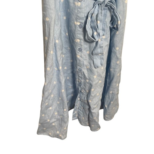 Vestido para mujer Joules 8 azul blanco con botones lazo delantero sin mangas cuello boho - Imagen 3 de 8