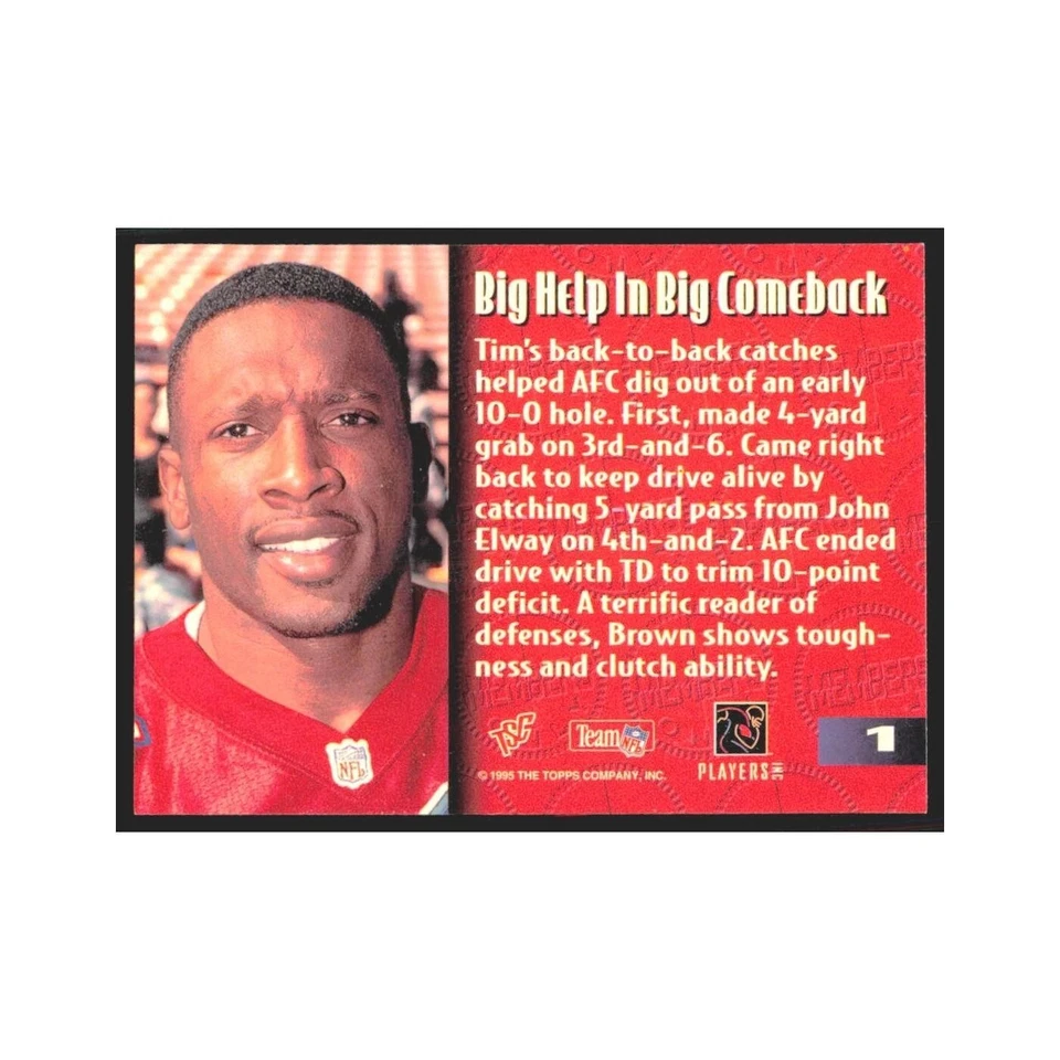 1995 Stadium Club Members Only Tim Brown Raiders #1 - Image 2 of 3