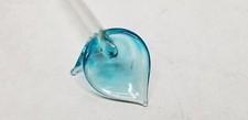 ART GLASS LIGHT BLUE CALLA LILY LONG STEM GLASS FLOWER 8 1/8"
