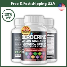 Premium Berberine with Ceylon Cinnamon 12000mg 150 Caps Heart Health & Immune US