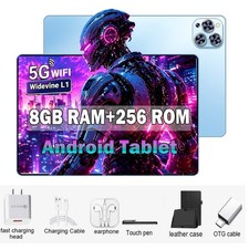 10.1" Tablet Android12 8GB 256GB Wifi 5G With SIM Card Slot GPS Keyboard Mouse