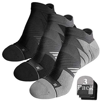  No Show Running Athletic Anti-Blister Large 3 Pairs Black/Dark Grey/Grey