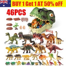 46Pcs Realistic Dinosaur Figure Playset with Eggs Trees,Dinosaur Toys for Kids
