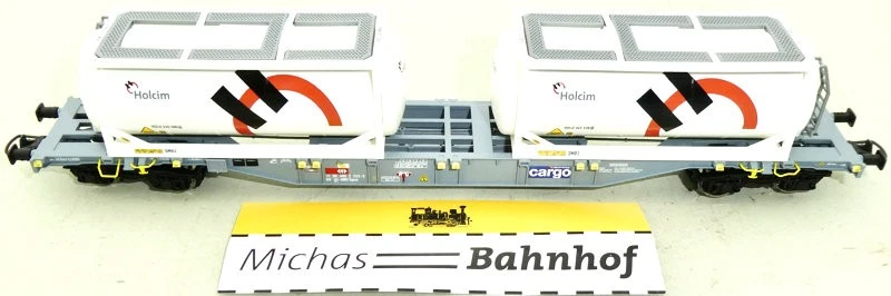 76943 Roco SBB Containertragwagen Sgnss Holcim Tankcontainer EpVI H0 1:87 HB3 µ - Bild 2 von 4