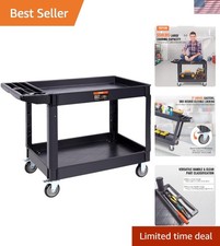 Heavy Duty 550 lbs 2-Shelf Utility Cart with 360  Swivel Wheels  Brakes