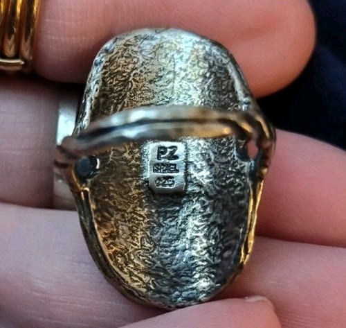 Or Paz Roman Glass Sterling Ring Elongated 925 Sz 6.5 Silver 925 1¼" Tall - Picture 8 of 8