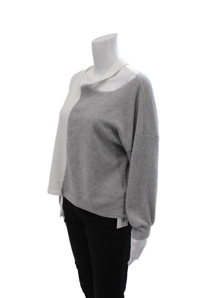 Sudadera vintage Havana para mujer manga larga blanca gris talla pequeña Foto 2 de 4