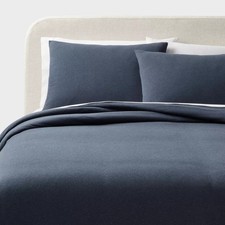 Full/Queen Jersey Duvet and Sham Set Dark Navy Blue - Threshold: Cotton