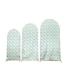 3 Eucalyptus Floral Satin Round Top Arch Backdrop Stand Covers Set Party Events