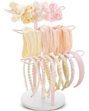 Metal Headband Holder 3-tier Headband Organizer Scrunchie Holder Bow Pink