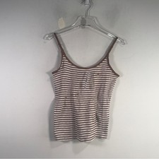 VS Pink Striped Heart Print Tank Top, Women's Size M - Brown/White
