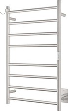 WALL MOUNTED TOWEL WARMER 8 BAR PLUG-IN HARDWIRED BRUSHED STAINLESS STEEL 21x34"