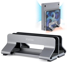 Aluminum Dual Vertical Laptop Stand Dock Holder, Supports 2 Devices, Adjustab...
