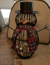 Metal Snowman Wine Cork Holder 14” Tall