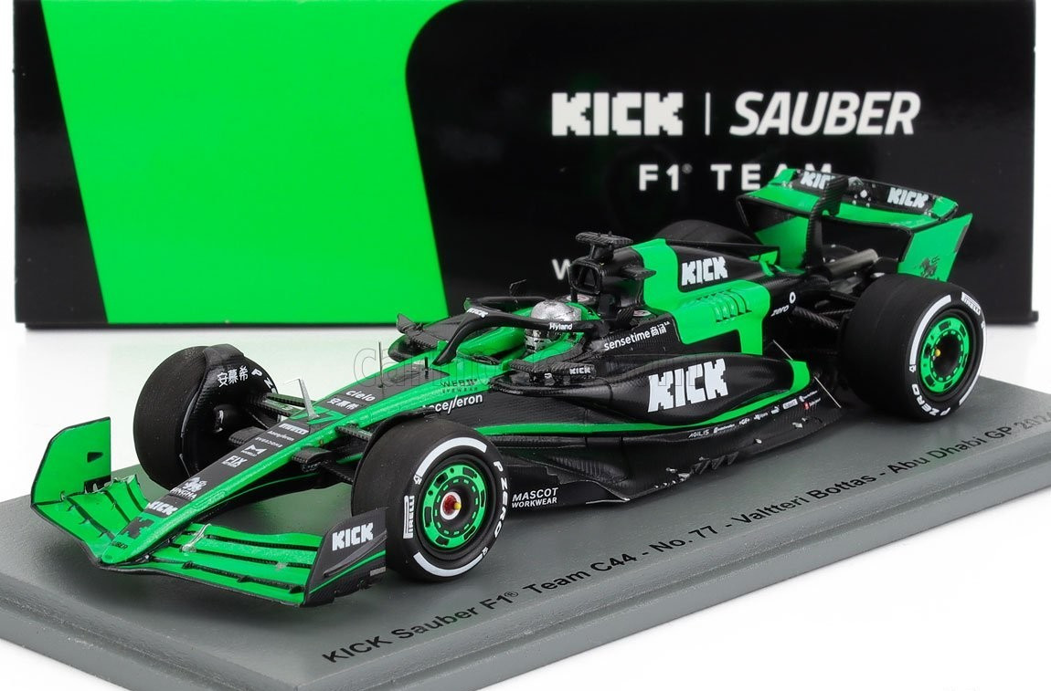 Spark 1&sol;43 Valtteri Bottas Kick Sauber C44 Stake Green &num;77 Abu Dhabi F1 GP 2024
