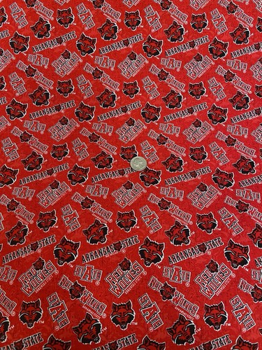 Arkansas State Red Wolves Cotton Quilt Fabric ASU By the Yard - Picture 5 of 5