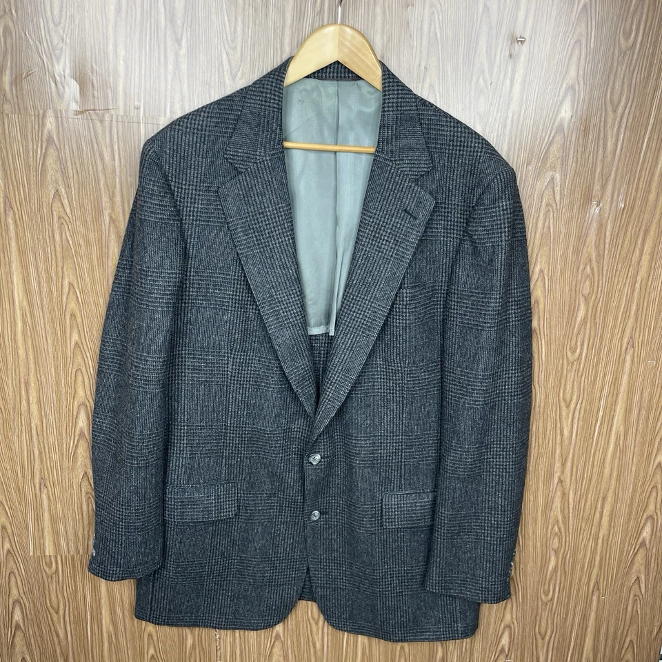 Abrigo Deportivo Cricketeer Para Hombre 46L Gris Multicolor Cuadros Tweed Lana Hecho en EE. UU. Foto 2 de 4