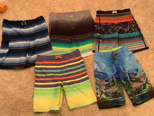 Boys Swim Trunks/Shorts Lot of 5 with Lining Size 8 10 12 Medium Large