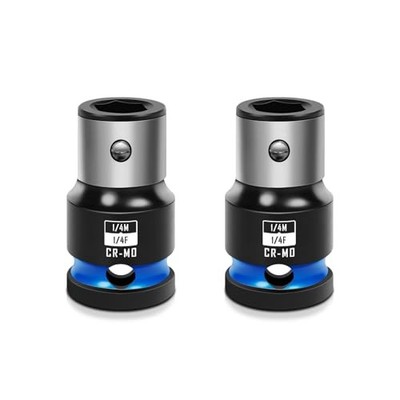2PCS Impact Bit Holders Socket Adapter 1/4 Inch Square Drive to 1/4 Inch Hex