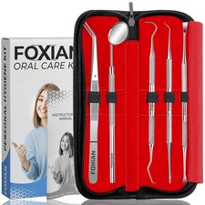 FOXIAN Professional 5 Pcs Oral Plaque Remover for Teeth 5 Piece Set, Silver