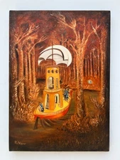 REMEDIOS VARO  PAINTING OIL CANVAS SPANISH-MEXICAN PAINTER SURREALIST ART OLD