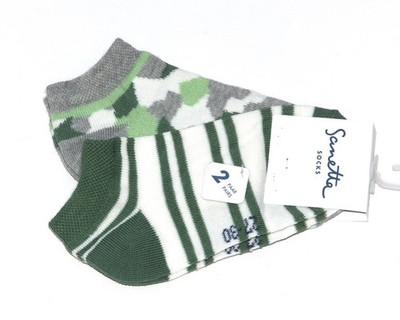 Sanetta by ewers 2 Paar Sneaker Socken Kinder Ringel Tarn Grün Grau Gr. 27-30