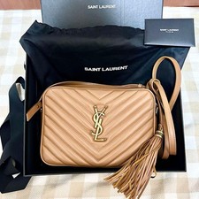 Saint Laurent Rue Camera Bag Leather Quilted Cinnamon Used with Accessories