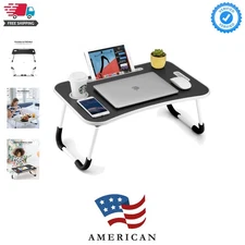 Versatile Portable Lap Desk - Foldable Bed Table with Cup Holder & Non-Slip Legs