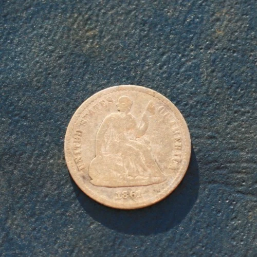 1861 SEATED LIBERTY SILVER HALF DIME  *CIVIL WAR ERA* *GOOD to VG DETAILS*