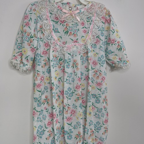 VINTAGE ALLISON ANN Nightgown Sleeper Romantic Long Sleeveless Pink Floral 9 Mon - Picture 2 of 10