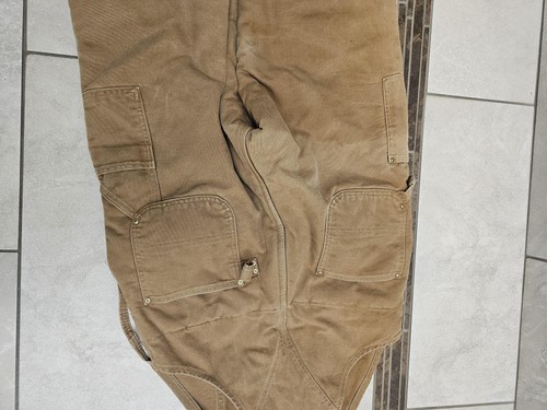 Carhartt R03BRN Overalls Mens 38x30 Brown Quilt Lined Workwear Bib USA Union - Picture 9 of 15